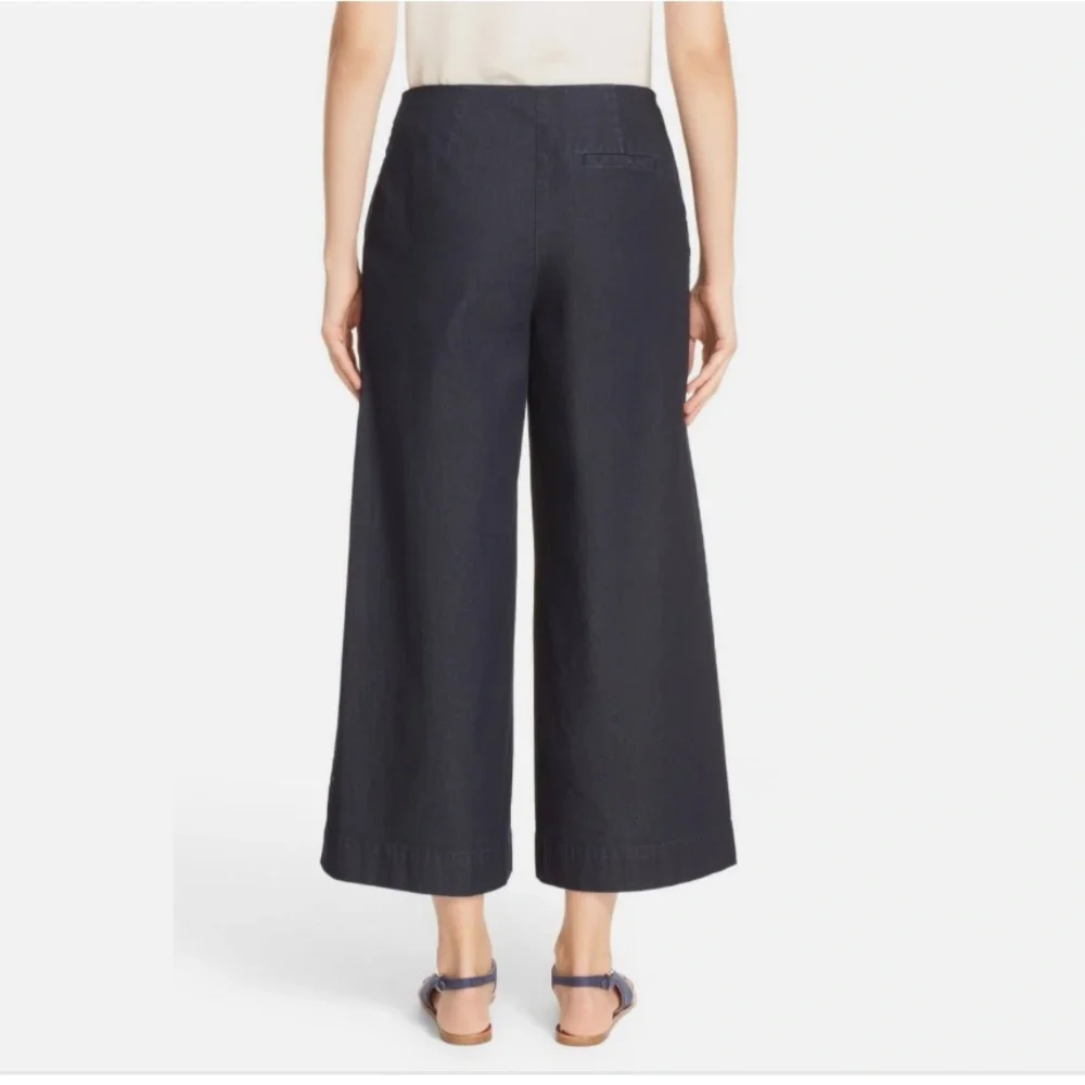 Lafayette 148 Morton Women's denim dark blue Wide-Leg Pants culotte size 14 - Picture 3 of 8